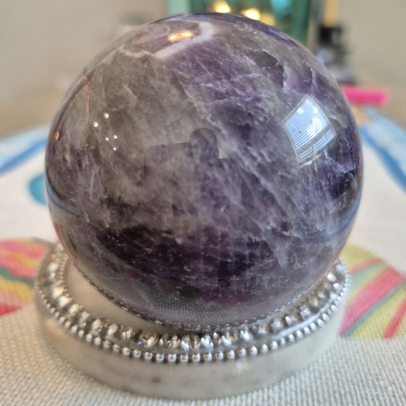 None Other - Natural Purple Chevron Dream Amethyst Crystal Sphere Orb New #2